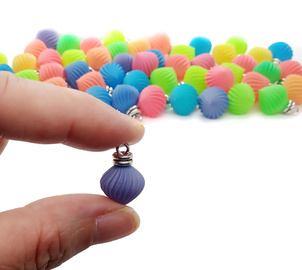 Miniature Ornaments in Bright Neon Colors, 8 pc Mix with Hangers, for Tiny Christmas Trees, Adorabilities